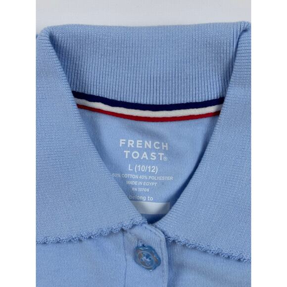 French Toast Girls Light Blue Picot Collar Polo – Size L (10/12), New - Picture 5 of 9
